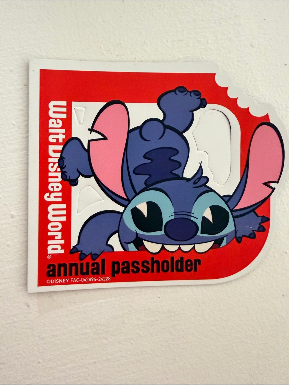 Walt Disney World Stitch Annual Passholder Sticker - Red/Blue/Pink
